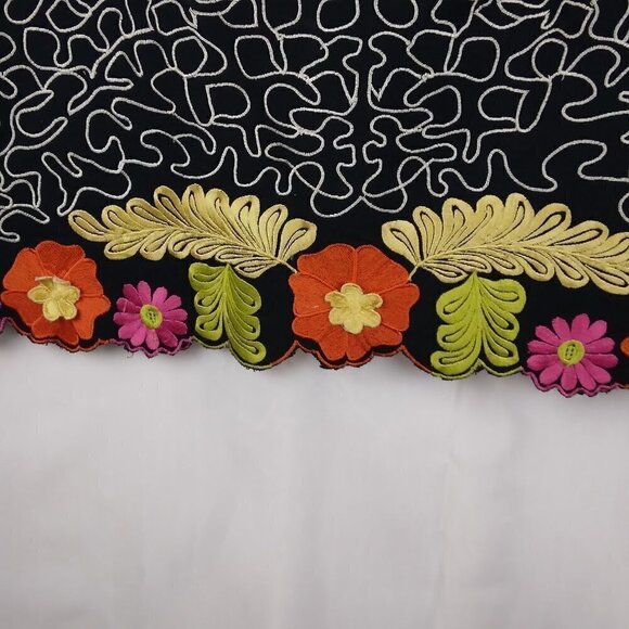 P.S.N.Y. BY SAMAN PETITE | EMBROIDERED A-line Mini Skirt Black | Size 2P - Picture 5 of 9